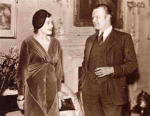 Gordon West talks to Miss Helen Villiers, the younger daughter of Lady Kahleen Villers at a party organised by Lady Hadfield for the Committee and Patrons of Lady Mount Temple's Midnight Matinee (in aid of the Charing Cross Hospital).     Date: 1933