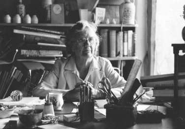 Betty Archdale at her school desk, which once belonged to her grandfather Alexander Russel and sued by him when he was editor of The Scotsman.  Image Abbotsleigh Archives reproduced with permission.